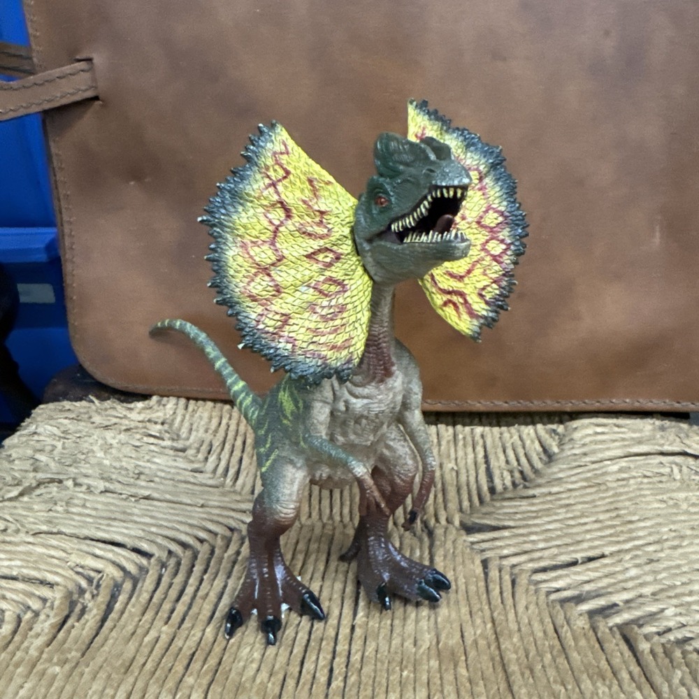 RARE 90s Dilophosaurus Dinosaur Figure 9x10in  WM84495 TM04-0321 Mouth Opens EUC
